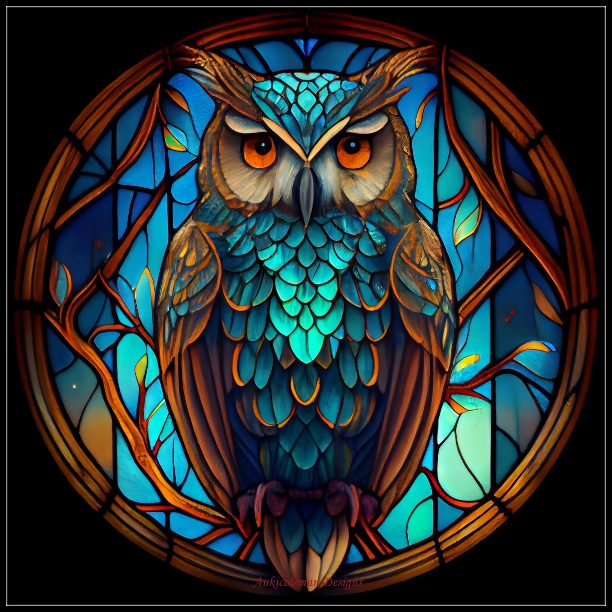Owl Stained Glass - Counted Cross Stitch Patterns Embroidery Crafts Needlework DIY Chart DMC Color