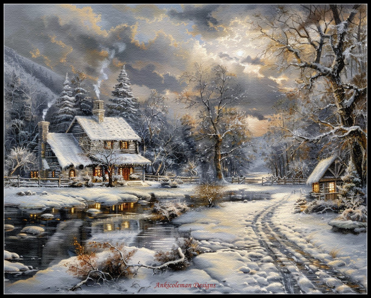 Winter Farm 5 - Counted Cross Stitch Patterns Embroidery Crafts Needlework DIY Chart DMC Color