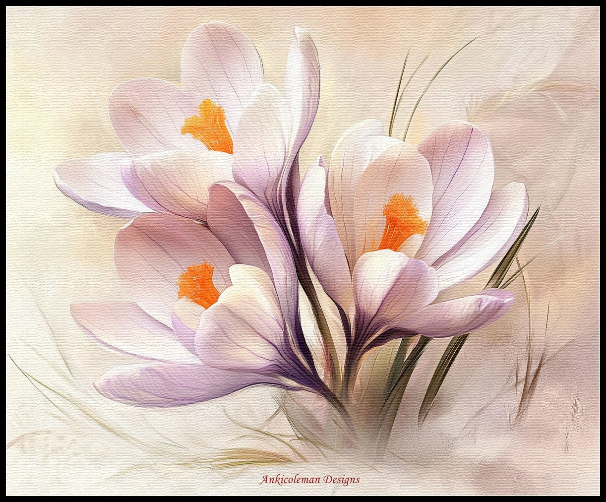 Romantic Crocus - Counted Cross Stitch Patterns Embroidery Crafts Needlework DIY Chart DMC Color