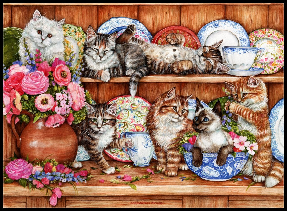 Kittens - Counted Cross Stitch Patterns Embroidery Crafts Needlework DIY Chart DMC Color