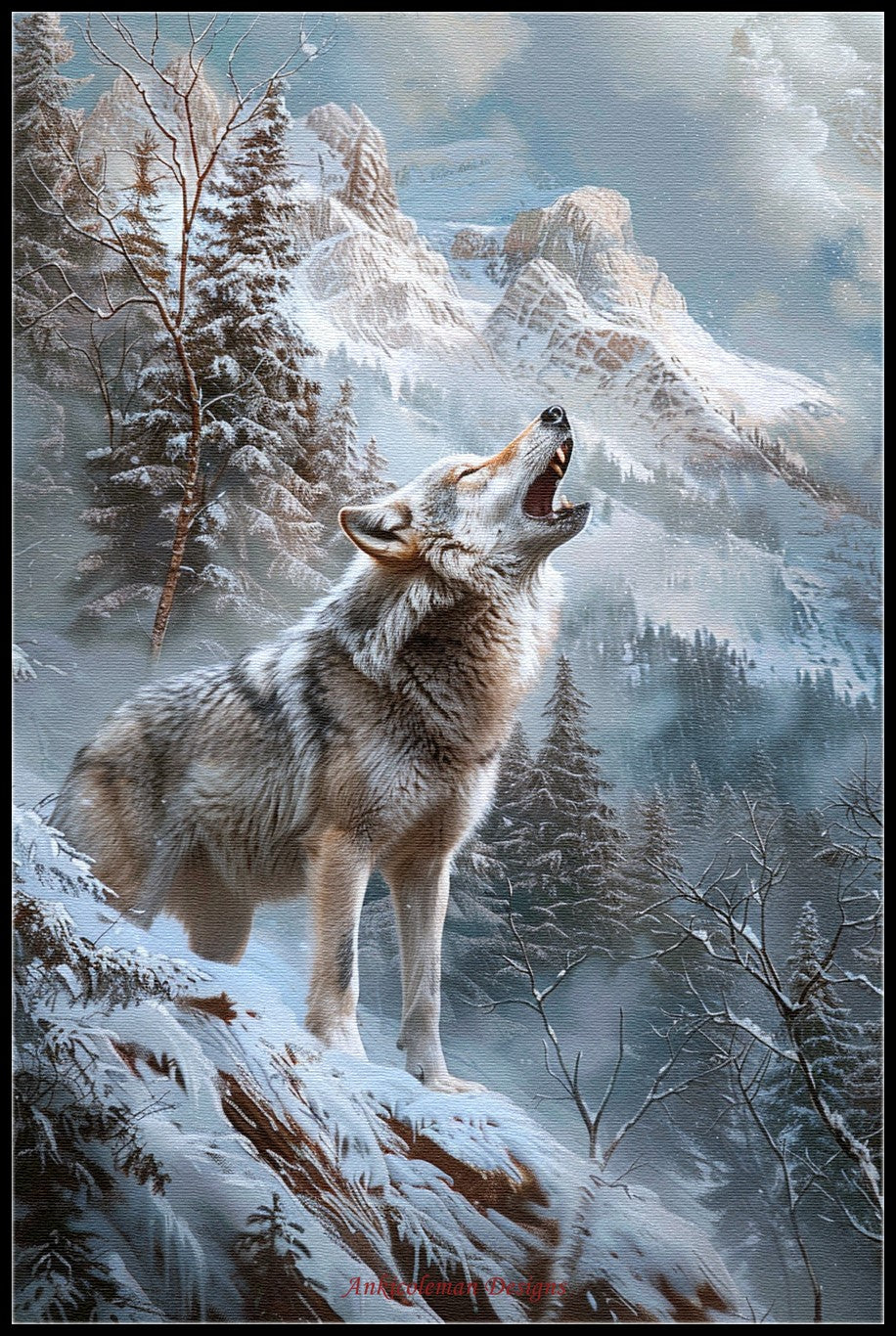 A Grey Wolf - Counted Cross Stitch Patterns Embroidery Crafts Needlework DIY Chart DMC Color