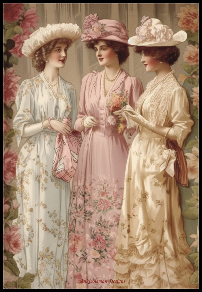 Retro Glamour Trio - Counted Cross Stitch Patterns Embroidery Crafts Needlework DIY Chart DMC Color