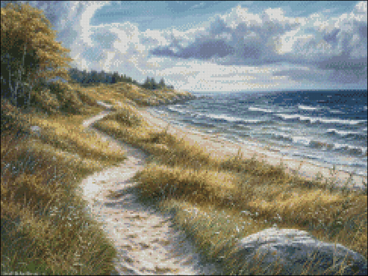 Sea Breeze Trail 2 - Counted Cross Stitch Patterns Embroidery Crafts Needlework DIY Chart DMC Color