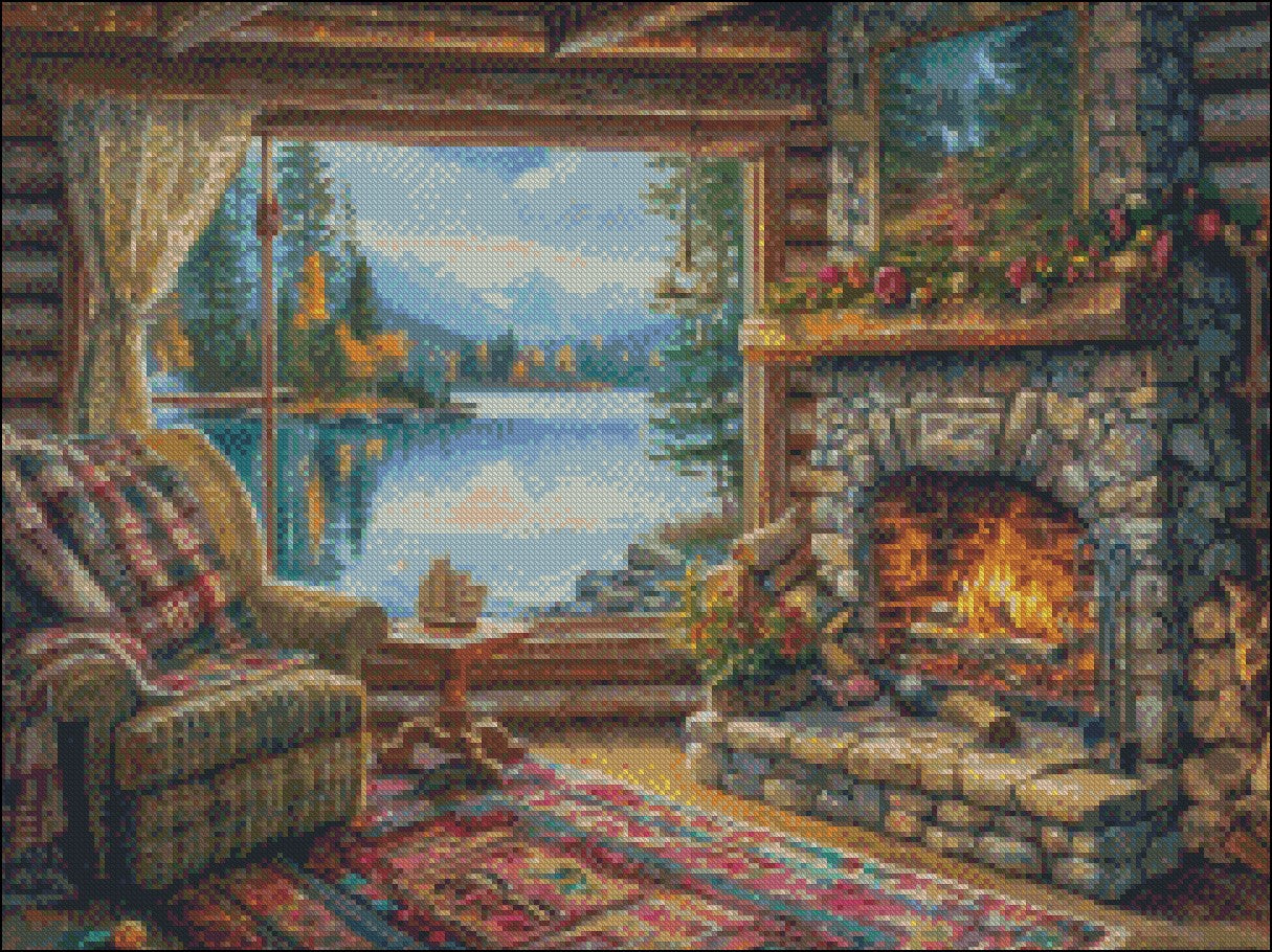 Fireside Whispers - Counted Cross Stitch Patterns Embroidery Crafts Needlework DIY Chart DMC Color