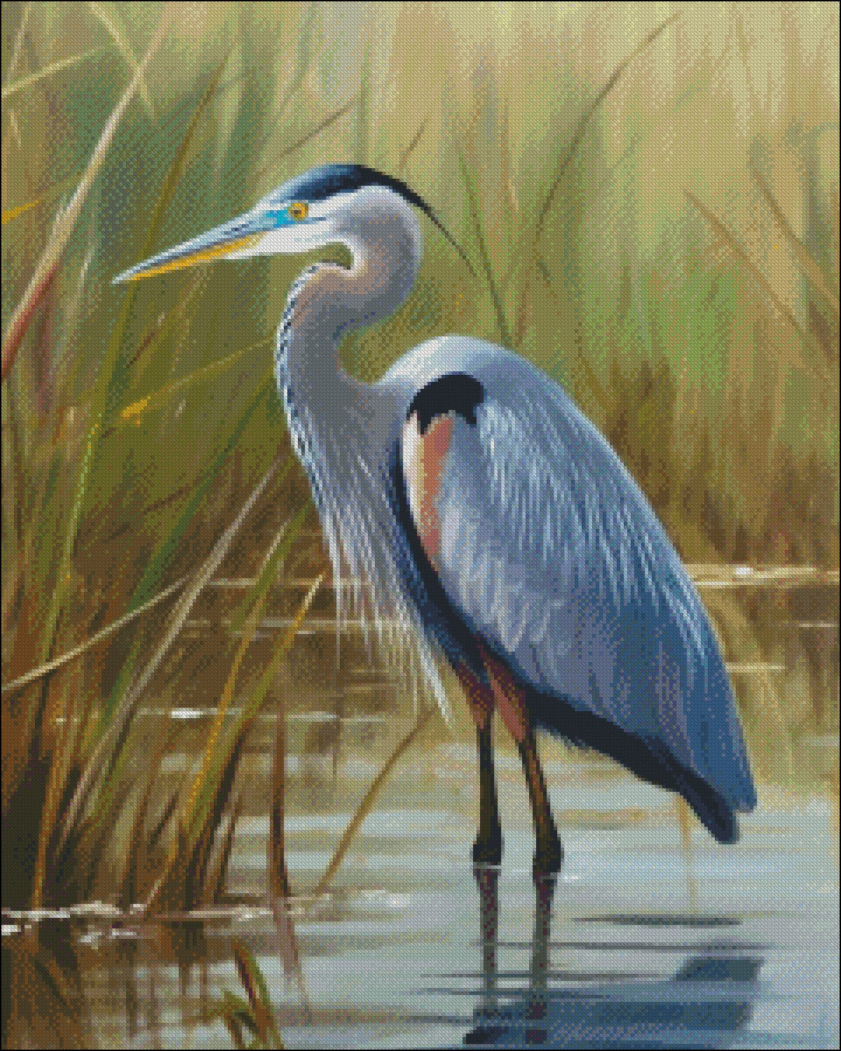 Marsh Heron 2 - Counted Cross Stitch Patterns Embroidery Crafts Needlework DIY Chart DMC Color