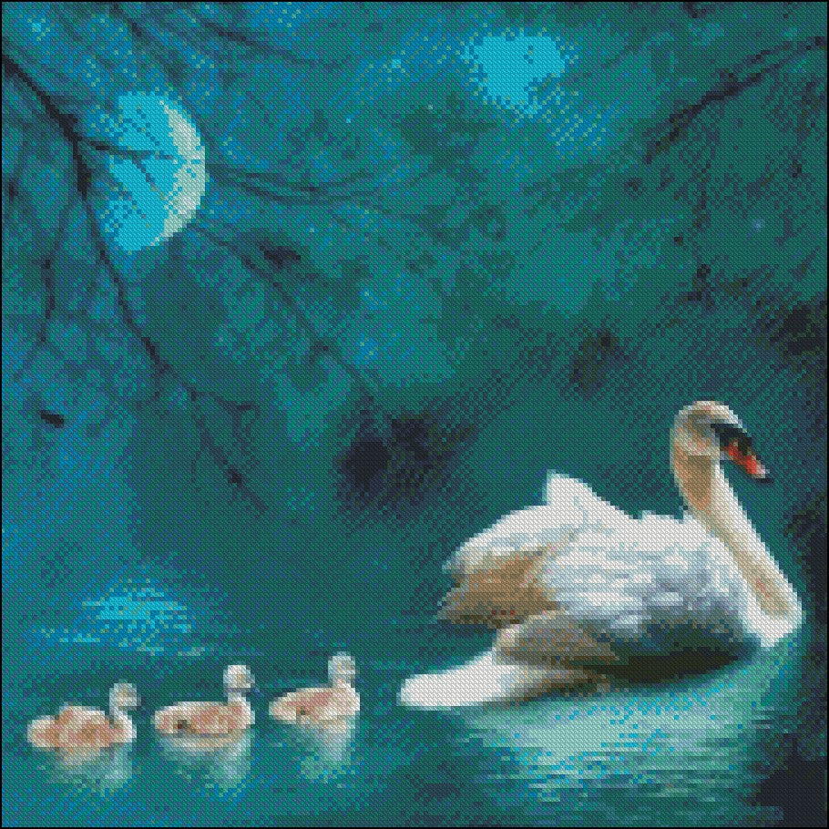 Swan Lake - Counted Cross Stitch Patterns Embroidery Crafts Needlework DIY Chart DMC Color