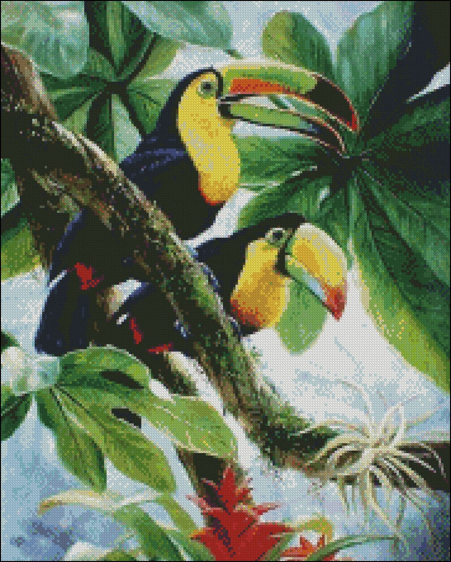 Parrot and Macaw 2 - Counted Cross Stitch Patterns Embroidery Crafts Needlework DIY Chart DMC Color