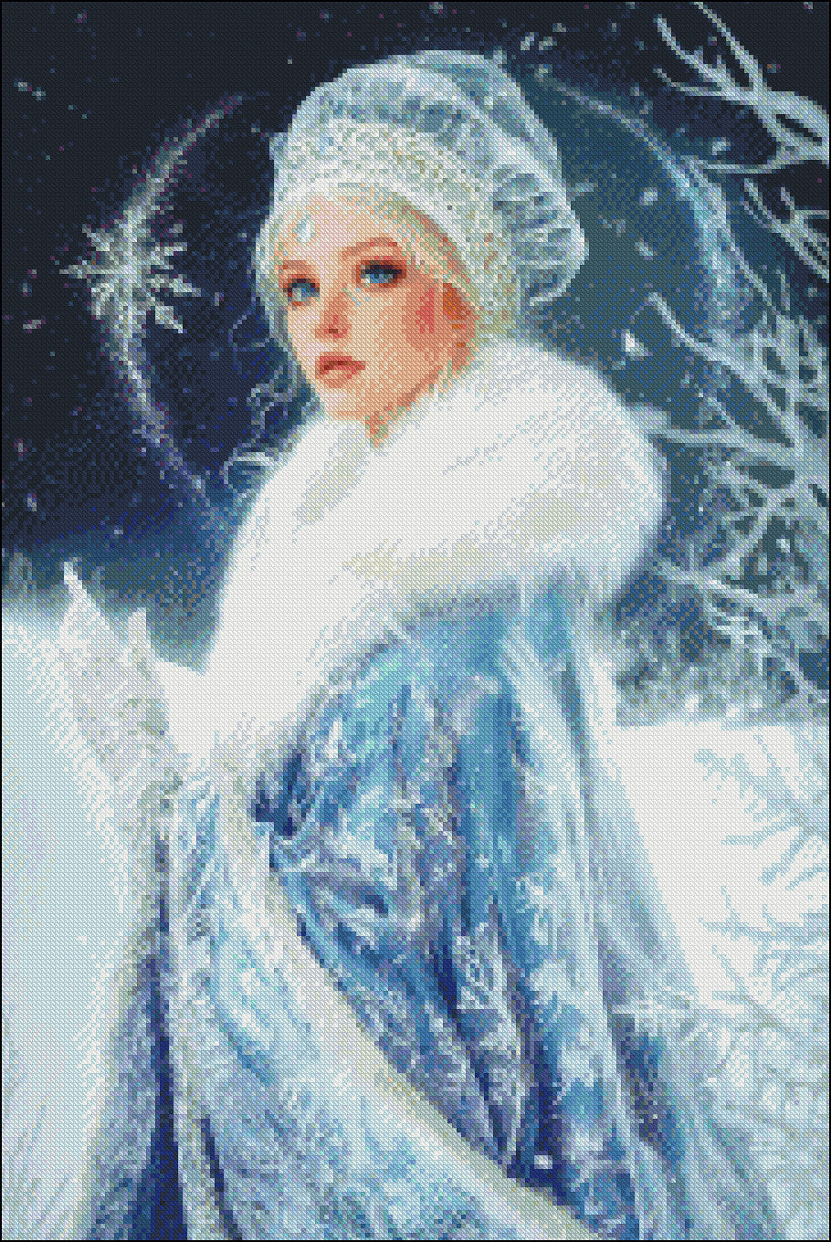 Snow Princess 2 - Counted Cross Stitch Patterns Embroidery Crafts Needlework DIY Chart DMC Color