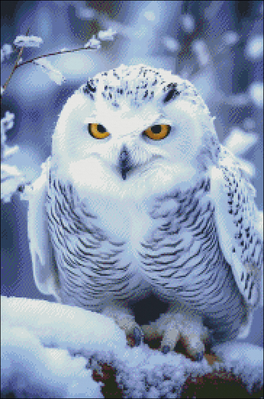Cool Snow Owl - Counted Cross Stitch Patterns Embroidery Crafts Needlework DIY Chart DMC Color