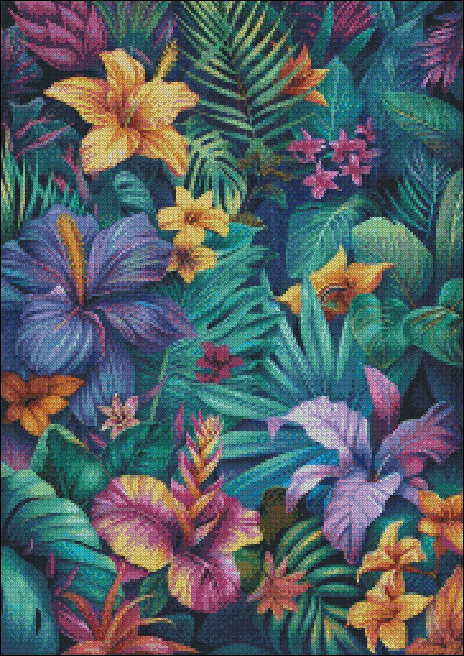 Tropical Paradise Botanica 4 - Counted Cross Stitch Patterns Embroidery Crafts Needlework DIY Chart DMC Color