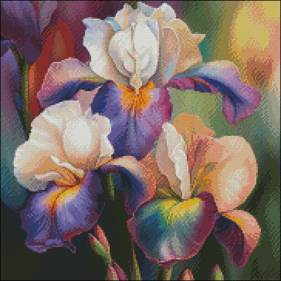 Multicolor iris - Counted Cross Stitch Patterns Embroidery Crafts Needlework DIY Chart DMC Color