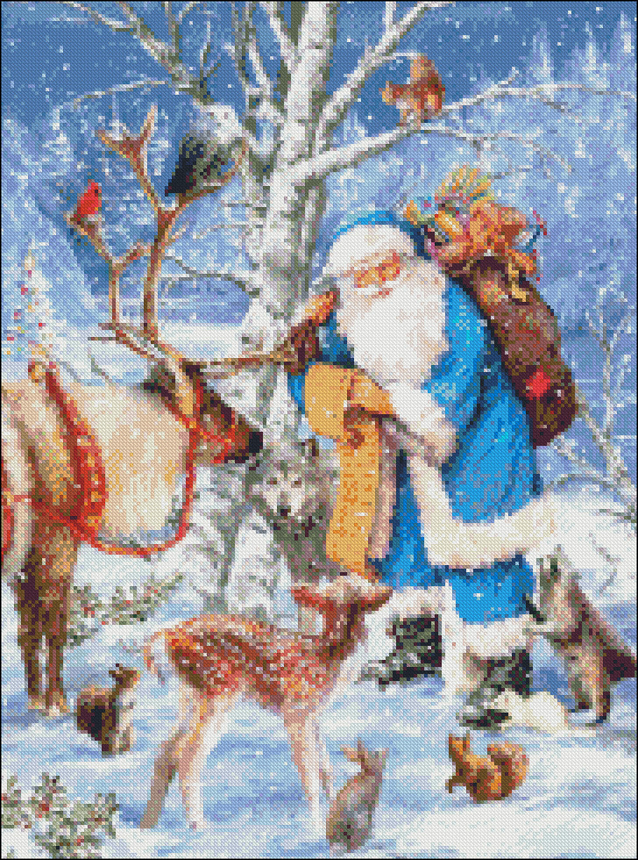 Santa's Forest Friends - Counted Cross Stitch Patterns Embroidery Crafts Needlework DIY Chart DMC Color
