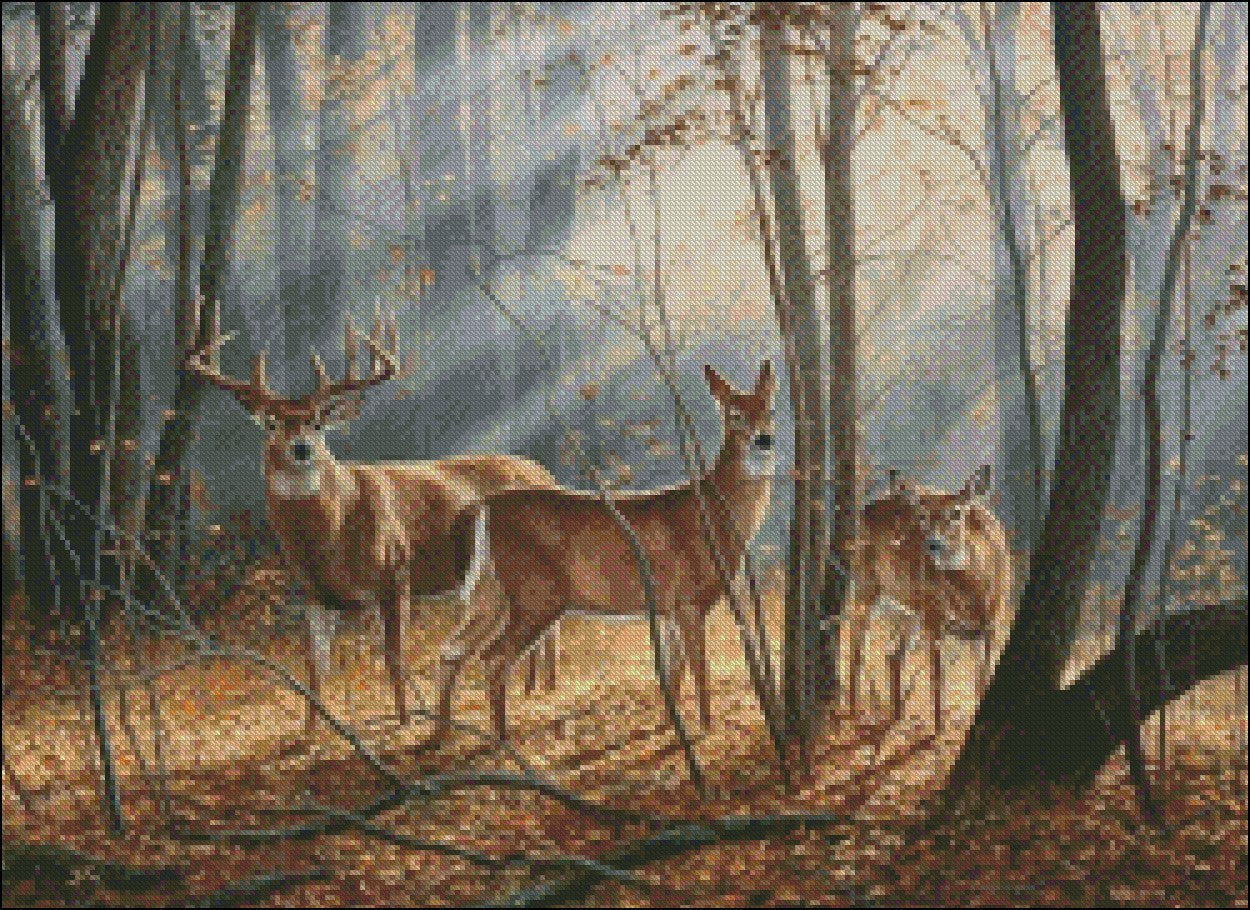 Deer Elk Moose 19 - Counted Cross Stitch Patterns Embroidery Crafts Needlework DIY Chart DMC Color