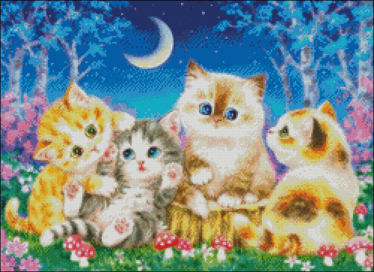 Moonlight Picnic - Counted Cross Stitch Patterns Embroidery Crafts Needlework DIY Chart DMC Color
