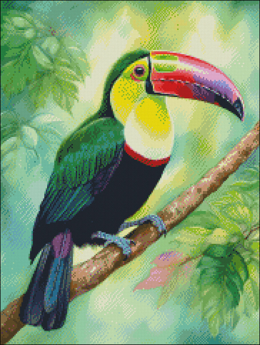 Keel-billed Toucan - Counted Cross Stitch Patterns Embroidery Crafts Needlework DIY Chart DMC Color