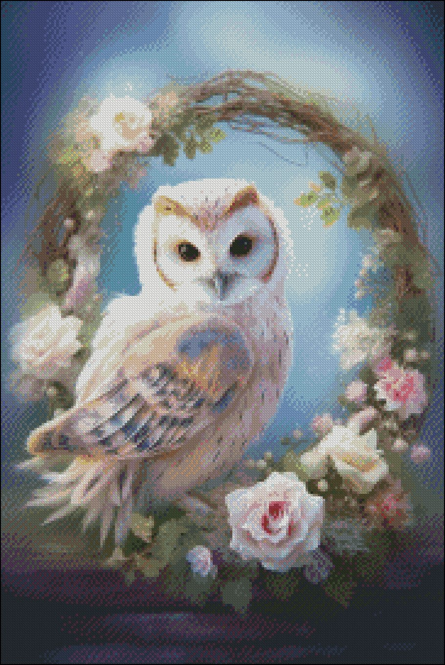 Owl Wreath 3 - Counted Cross Stitch Patterns Embroidery Crafts Needlework DIY Chart DMC Color