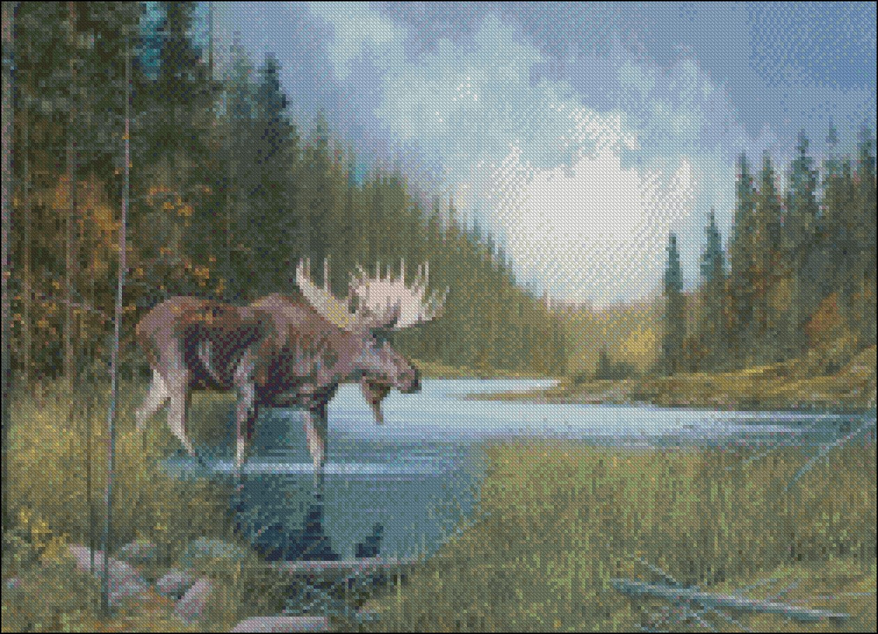 Moose Collection 9 - Counted Cross Stitch Patterns Embroidery Crafts Needlework DIY Chart DMC Color