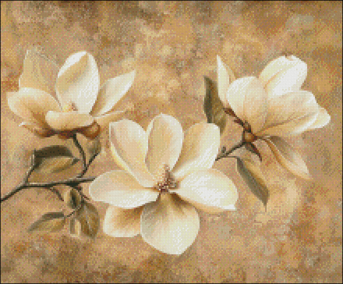 Romantic Magnolias - Counted Cross Stitch Patterns Embroidery Crafts Needlework DIY Chart DMC Color
