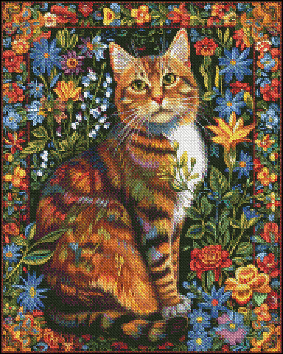 Tapestry Cat 2 - Counted Cross Stitch Patterns Embroidery Crafts Needlework DIY Chart DMC Color