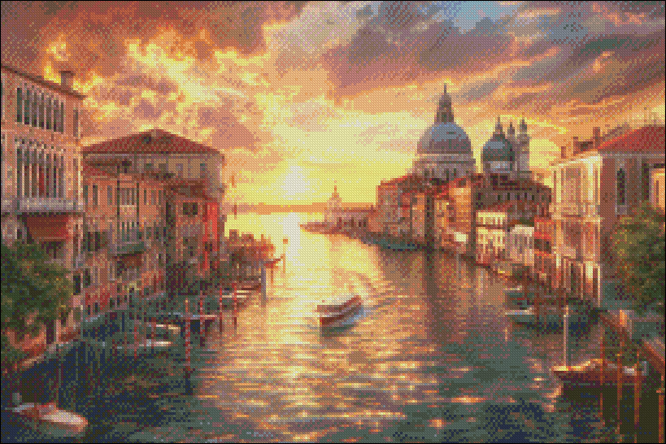 Sunset in Venice 2 - Counted Cross Stitch Patterns Embroidery Crafts Needlework DIY Chart DMC Color