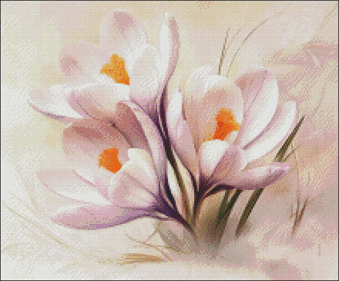 Romantic Crocus - Counted Cross Stitch Patterns Embroidery Crafts Needlework DIY Chart DMC Color