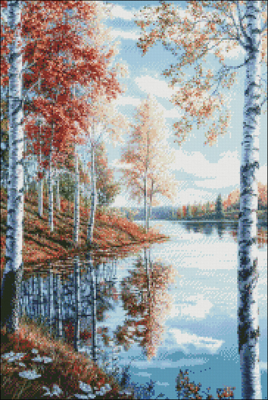Birch Reflections 2 - Counted Cross Stitch Patterns Embroidery Crafts Needlework DIY Chart DMC Color