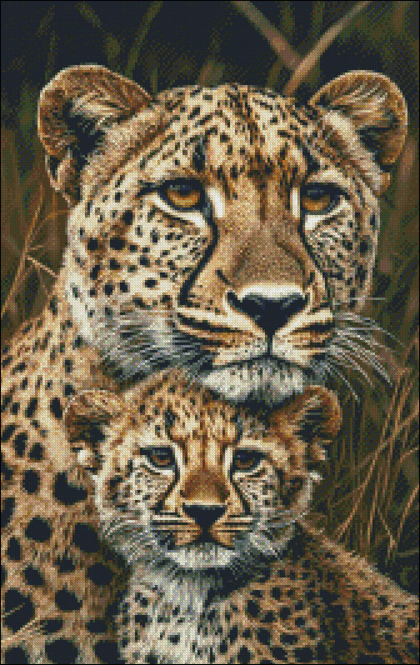 Mother and Cub 2 - Counted Cross Stitch Patterns Embroidery Crafts Needlework DIY Chart DMC Color