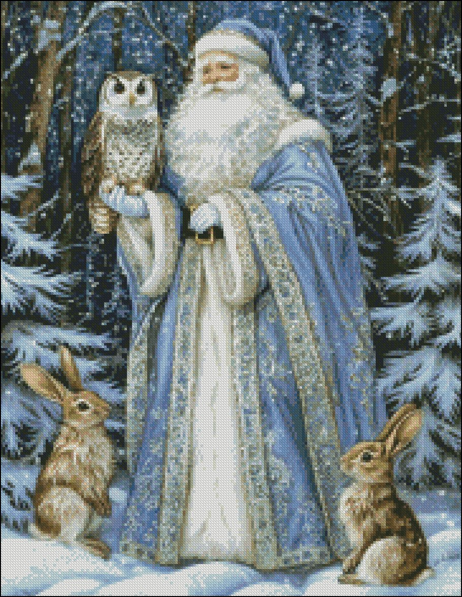 Arctic Santa Claus 14 - Counted Cross Stitch Patterns Embroidery Crafts Needlework DIY Chart DMC Color