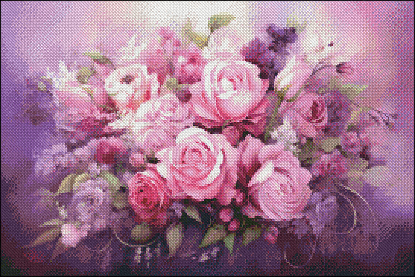 Floral Bouquet - Counted Cross Stitch Patterns Embroidery Crafts Needlework DIY Chart DMC Color