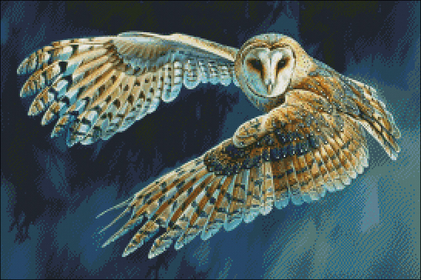 Barn Owl in Flight - Counted Cross Stitch Patterns Embroidery Crafts Needlework DIY Chart DMC Color