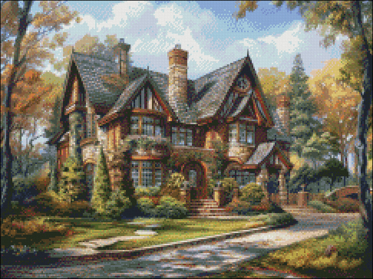 Country Residence - Counted Cross Stitch Patterns Embroidery Crafts Needlework DIY Chart DMC Color