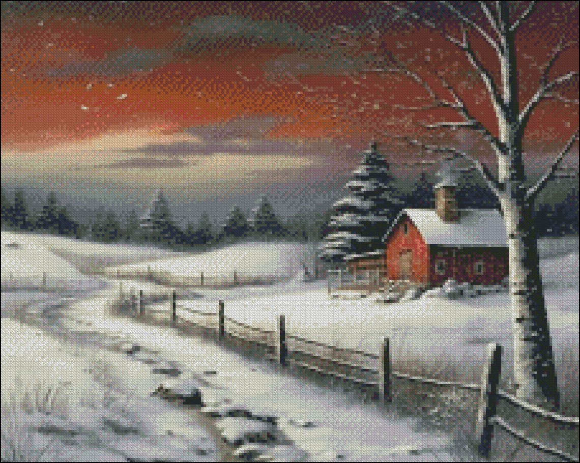 Winter Farm 4 - Counted Cross Stitch Patterns Embroidery Crafts Needlework DIY Chart DMC Color