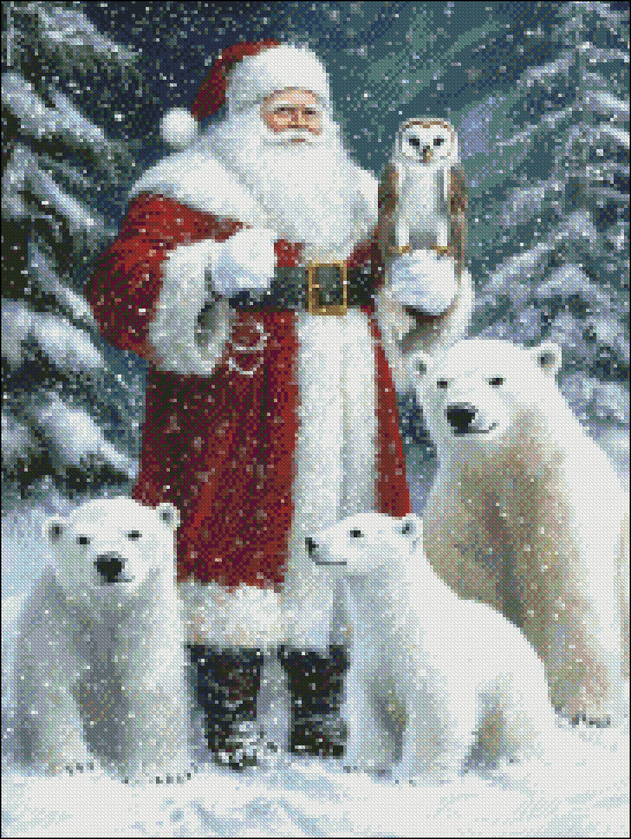 Arctic Santa Claus 17 - Counted Cross Stitch Patterns Embroidery Crafts Needlework DIY Chart DMC Color