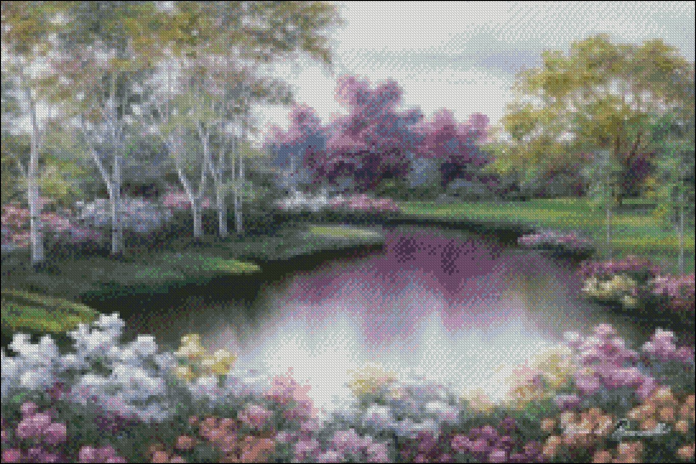 Springtime Symphony - Counted Cross Stitch Patterns Embroidery Crafts Needlework DIY Chart DMC Color
