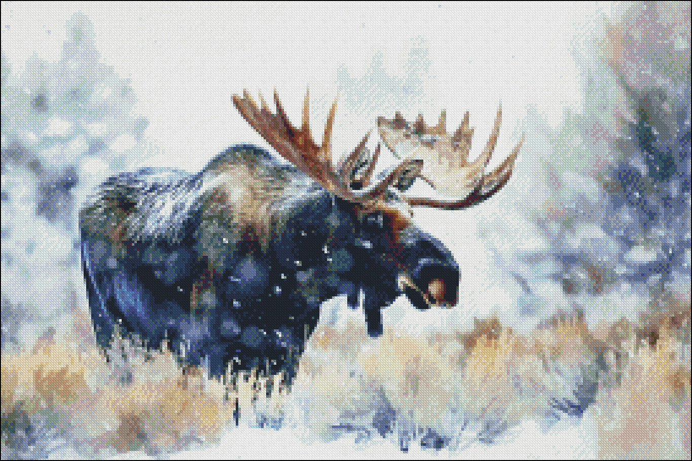 Yellowstone Moose - Counted Cross Stitch Patterns Embroidery Crafts Needlework DIY Chart DMC Color