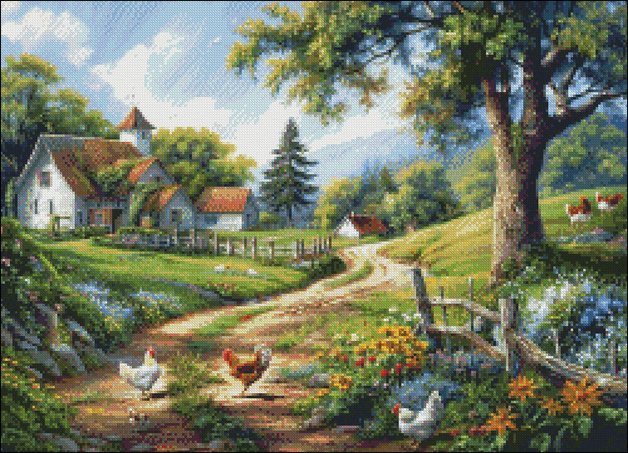 Farm Country - Counted Cross Stitch Patterns Embroidery Crafts Needlework DIY Chart DMC Color
