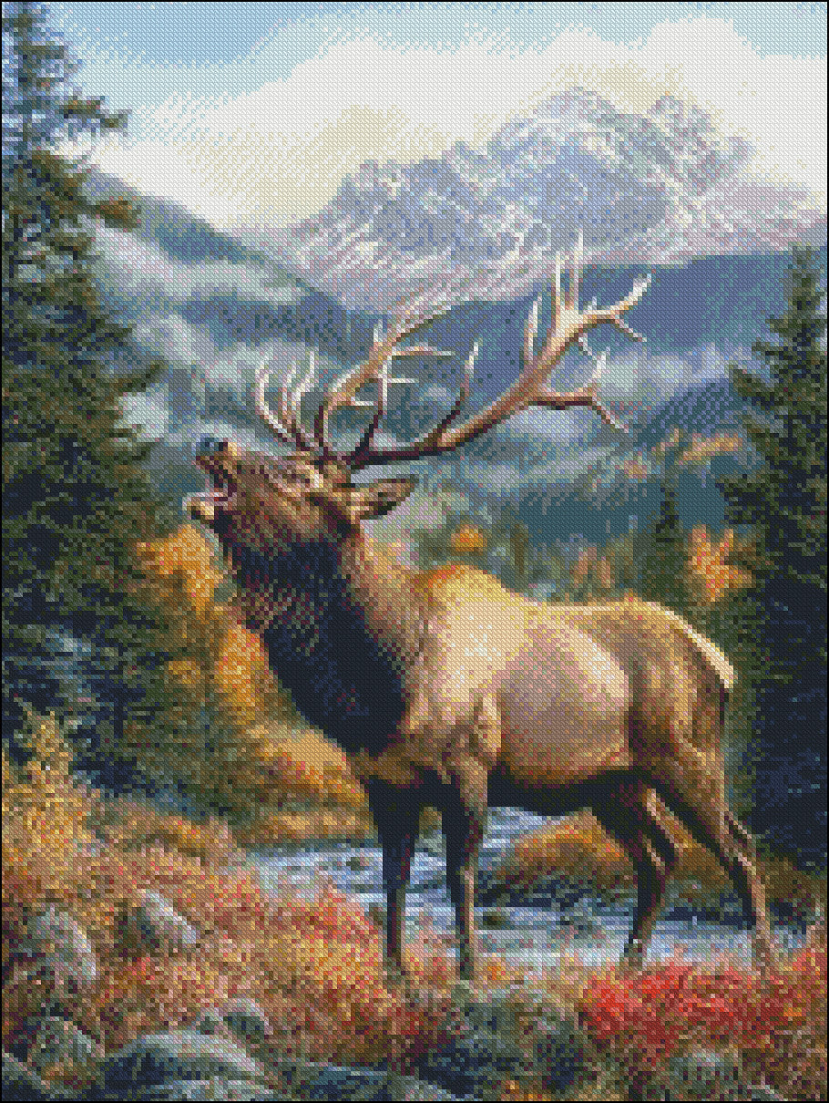 A Majestic Elk 3 - Counted Cross Stitch Patterns Embroidery Crafts Needlework DIY Chart DMC Color