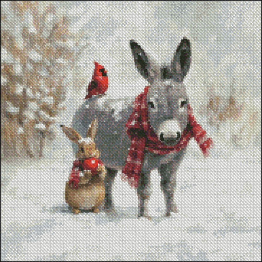 Frosty Meeting - Counted Cross Stitch Patterns Embroidery Crafts Needlework DIY Chart DMC Color