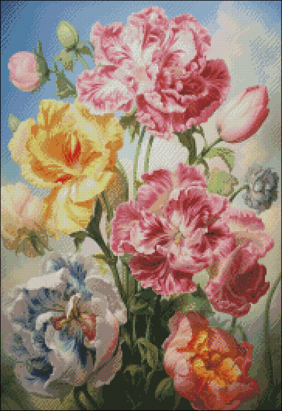 Parrot Tulip Cutters - Counted Cross Stitch Patterns Embroidery Crafts Needlework DIY Chart DMC Color