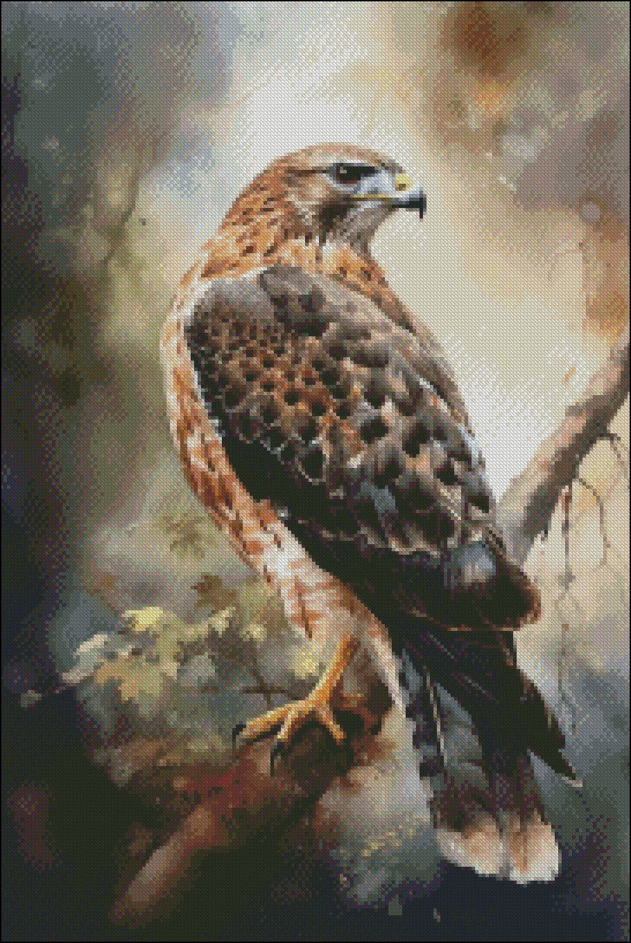 A Hawk - Counted Cross Stitch Patterns Embroidery Crafts Needlework DIY Chart DMC Color