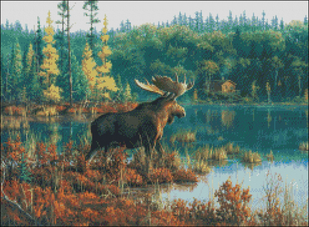 Moose Collection 7 - Counted Cross Stitch Patterns Embroidery Crafts Needlework DIY Chart DMC Color