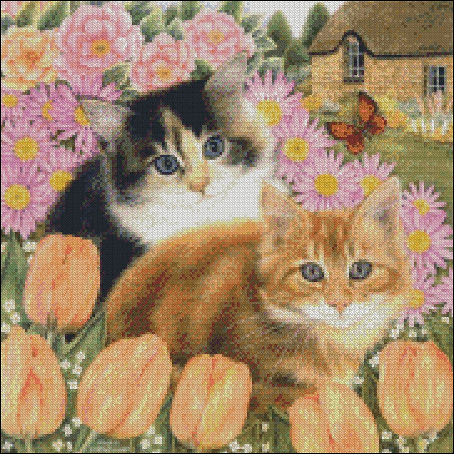 Kitties' World 11 - Counted Cross Stitch Patterns Embroidery Crafts Needlework DIY Chart DMC Color