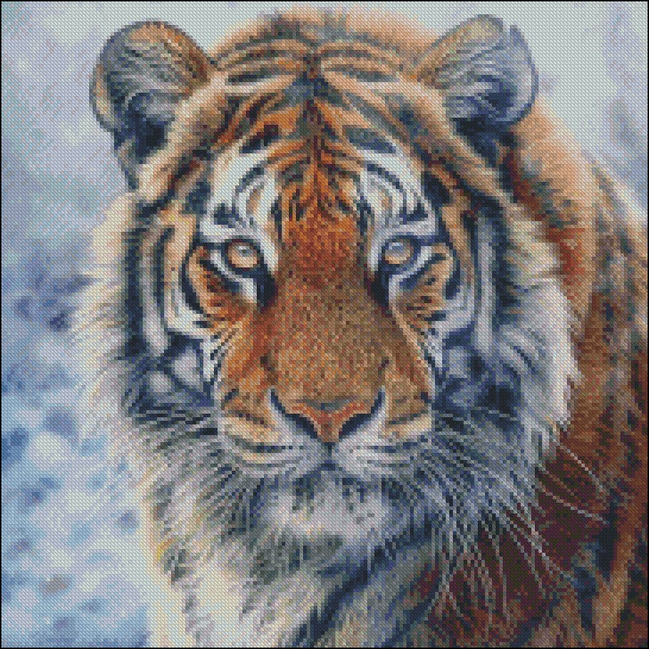 Siberian Tiger 1 - Counted Cross Stitch Patterns Embroidery Crafts Needlework DIY Chart DMC Color