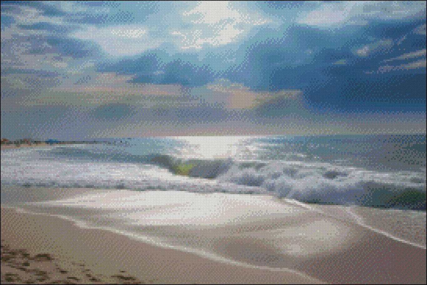 Aqua Blue Morning - Counted Cross Stitch Patterns Embroidery Crafts Needlework DIY Chart DMC Color