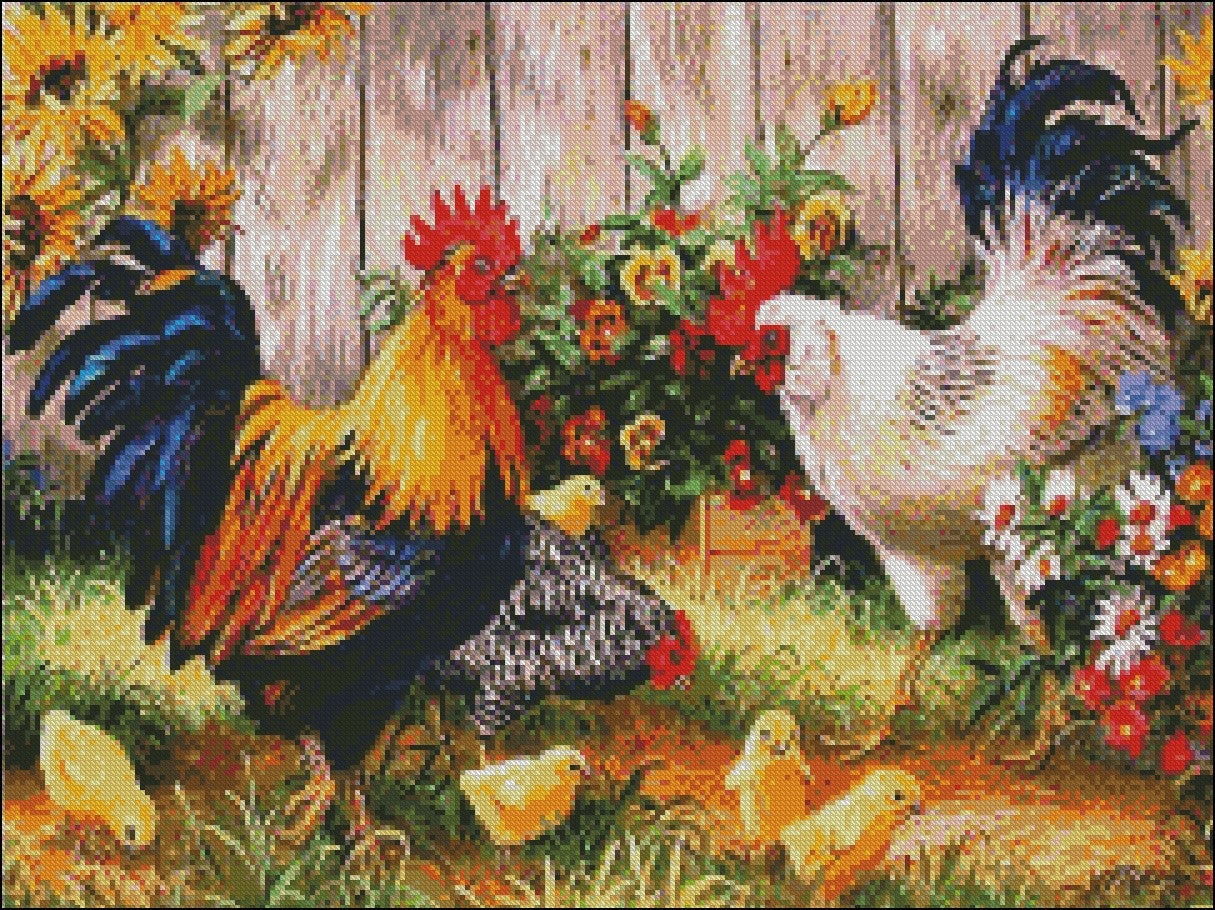 Chickens Collection 10 - Counted Cross Stitch Patterns Embroidery Crafts Needlework DIY Chart DMC Color