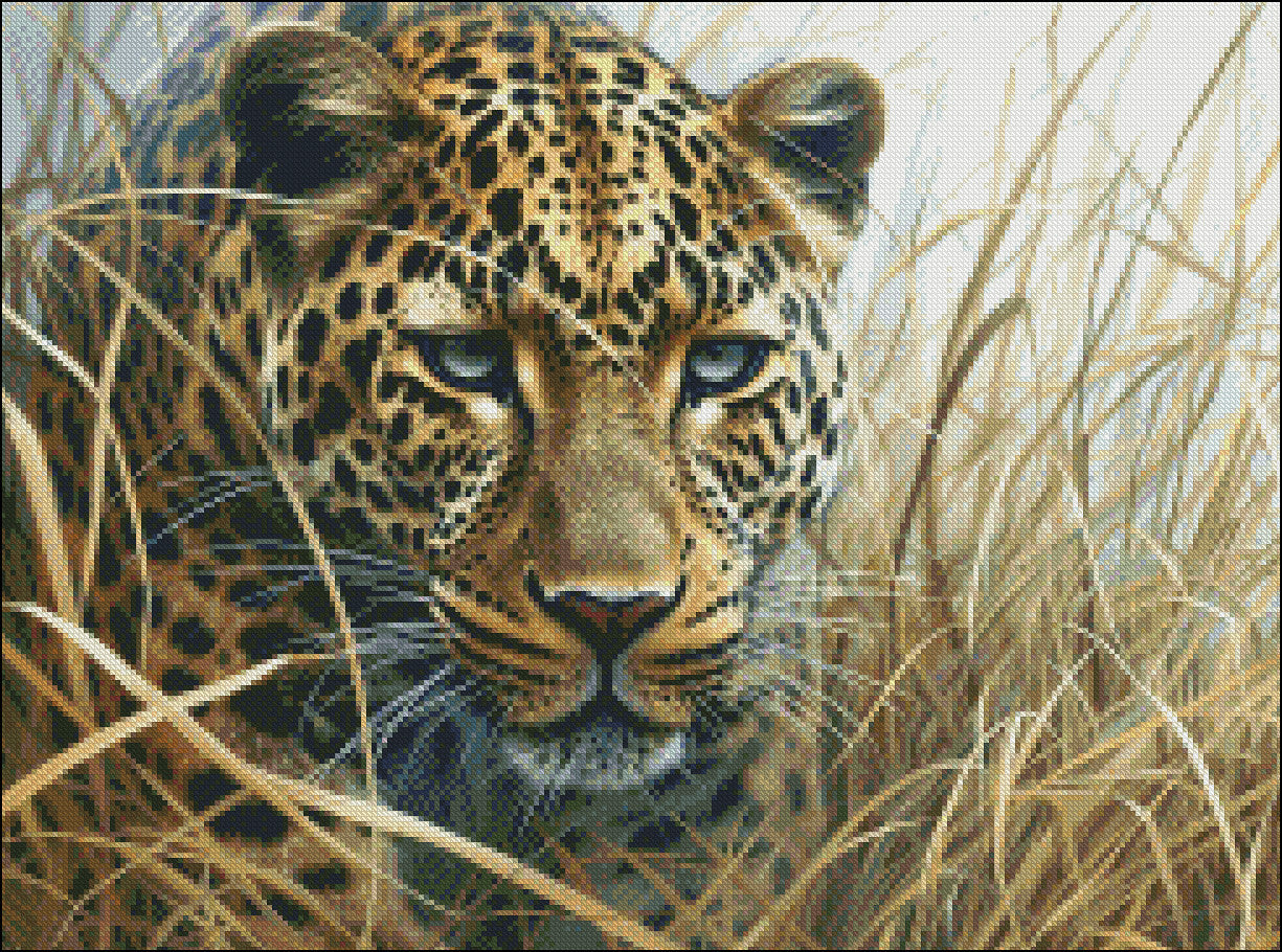 Hunting in Grass 1 - Counted Cross Stitch Patterns Embroidery Crafts Needlework DIY Chart DMC Color