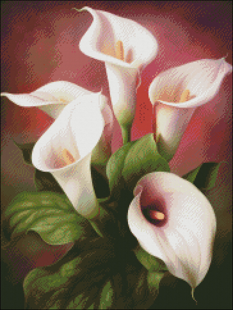 Calla Lilies - Counted Cross Stitch Patterns Embroidery Crafts Needlework DIY Chart DMC Color
