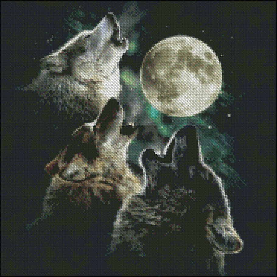 Three Wolf Moon - Counted Cross Stitch Patterns Embroidery Crafts Needlework DIY Chart DMC Color