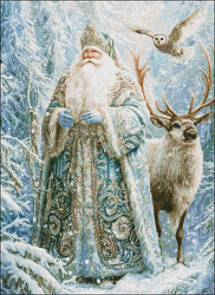 Santa Claus in the Snow 3 - Counted Cross Stitch Patterns Embroidery Crafts Needlework DIY Chart DMC Color