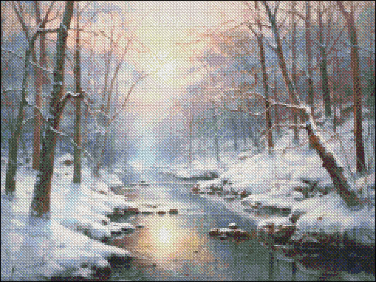 Winter Creek 3 - Counted Cross Stitch Patterns Embroidery Crafts Needlework DIY Chart DMC Color